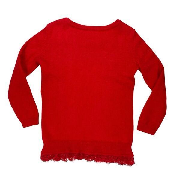 Naf Naf Paris Angora Sweater Womens Sz M Red Crewneck Business Casual Minimalist - Picture 6 of 16
